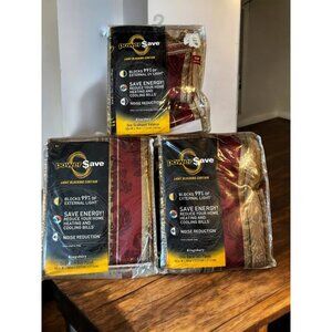 Power Save Light Blocking Curtains 2 Panels 1 Valance Kingsbury New Burgundy Gol